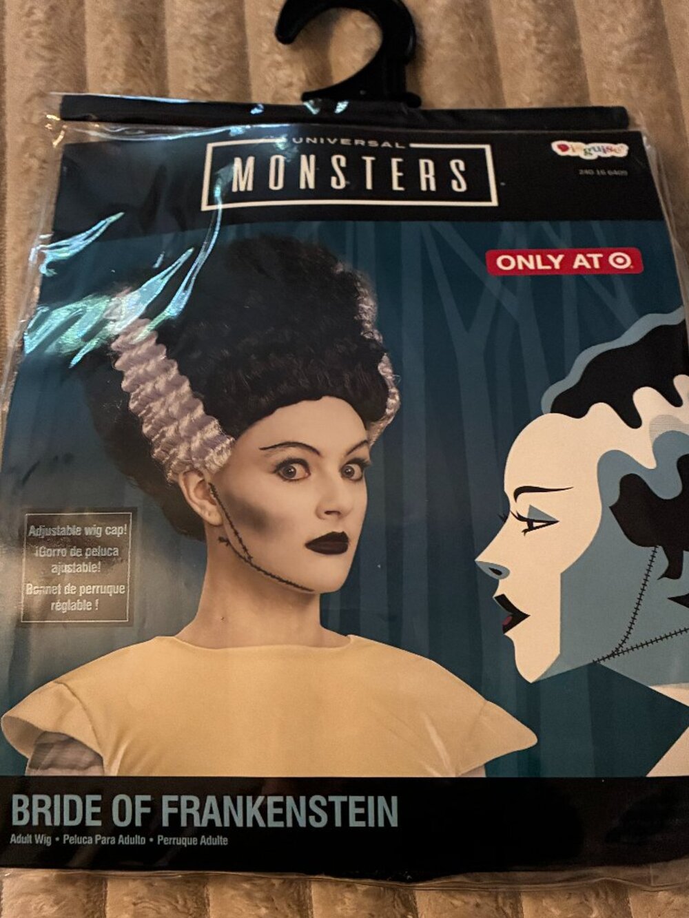 UNIVERSAL MONSTERS-BRIDE OF FRANKENSTEIN WIG-ADJUSTABLE-ADULT ONE SIZE-NWT!